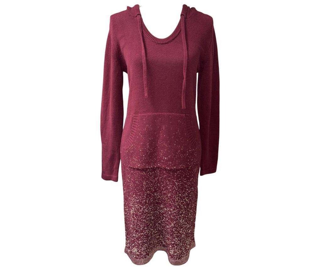 Brand New Torrid Size 00 M/L 10 Burgundy Knit Long Sleeve Sweater Dress Lurex